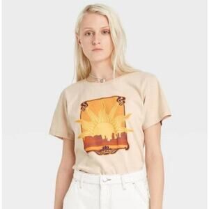 Golden Hour Women's Short Sleeve Cotton Pullover Graphic T-Shirt Size XX…